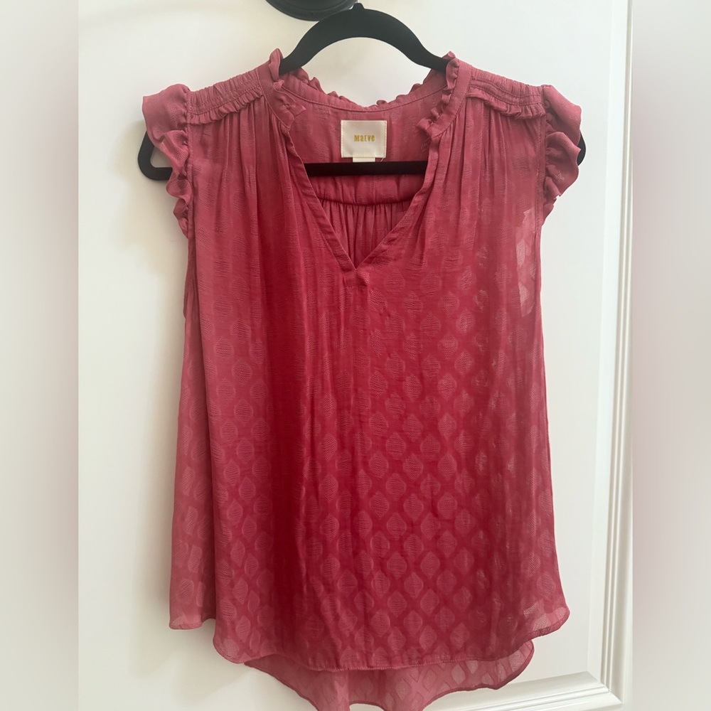 Maeve Anthropologie Mauve Ruffle Sleeve Blouse - Picture 5 of 8